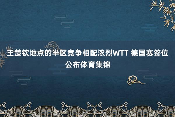 王楚钦地点的半区竞争相配浓烈WTT 德国赛签位公布体育集锦